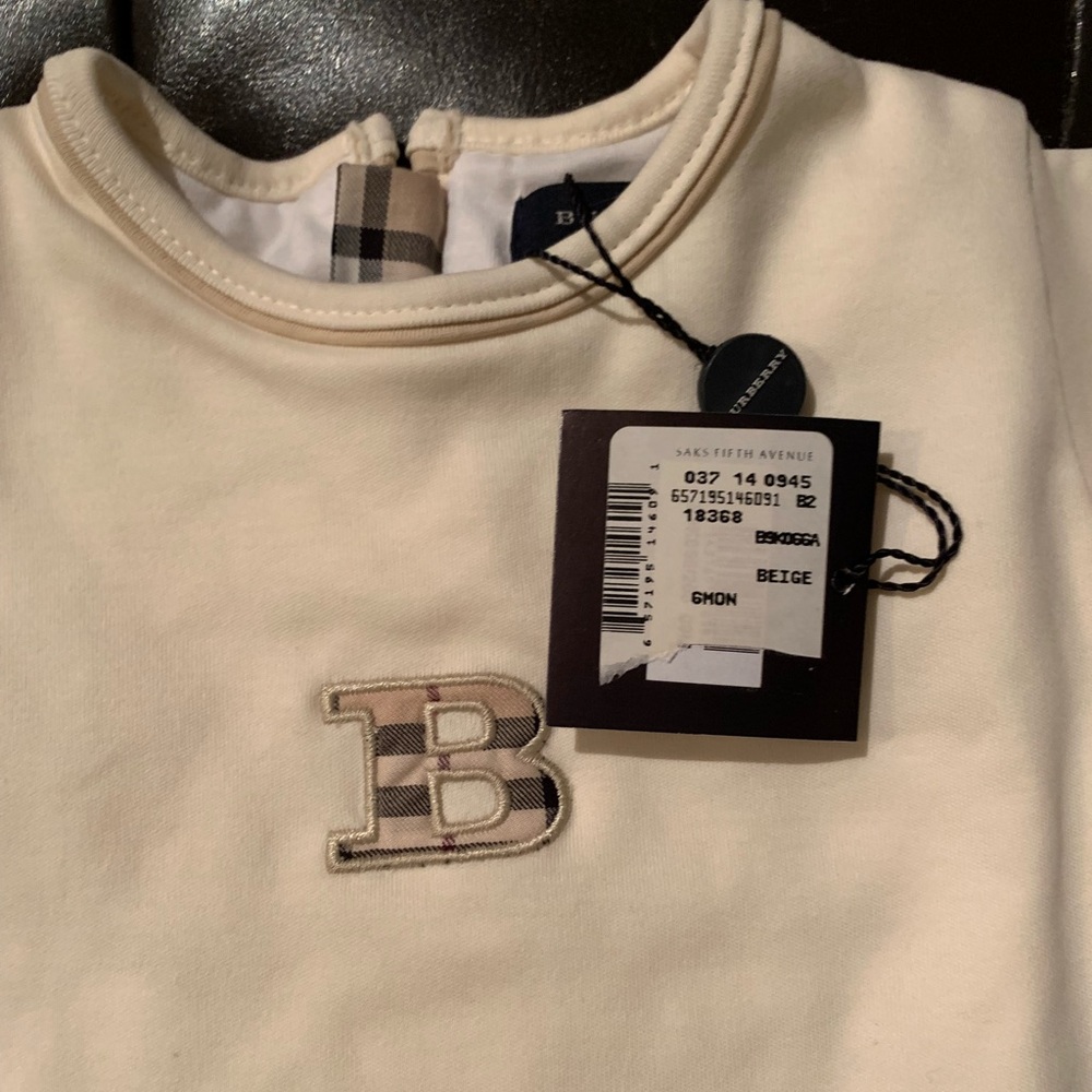 Burberry quilted footed one piece with rattle